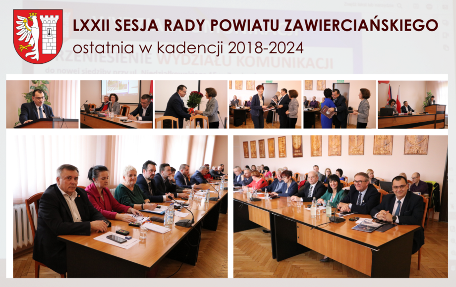 Zdjęcie do Ostatnia Sesja Rady Powiatu Zawierciańskiego kadencji 2018-2024