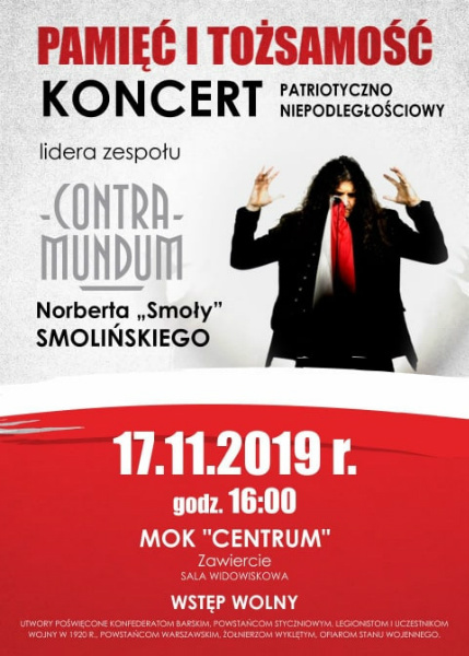 Koncert Pamięć i&nbsp;Tożsamość - 17 listopada - MOK Zawiercie