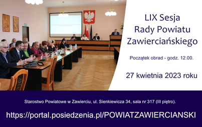 Zdjęcie do LIX Sesja Rady Powiatu Zawierciańskiego